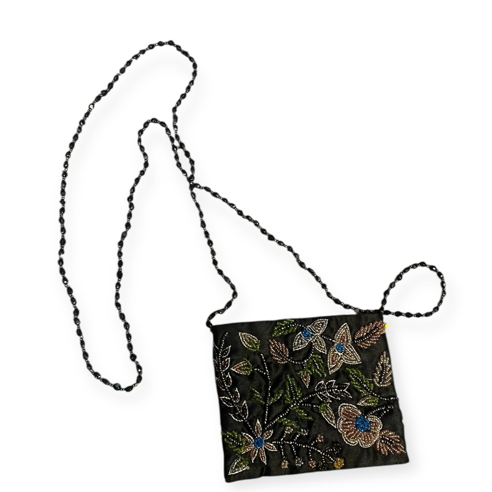 Embroidered Black Evening Bag